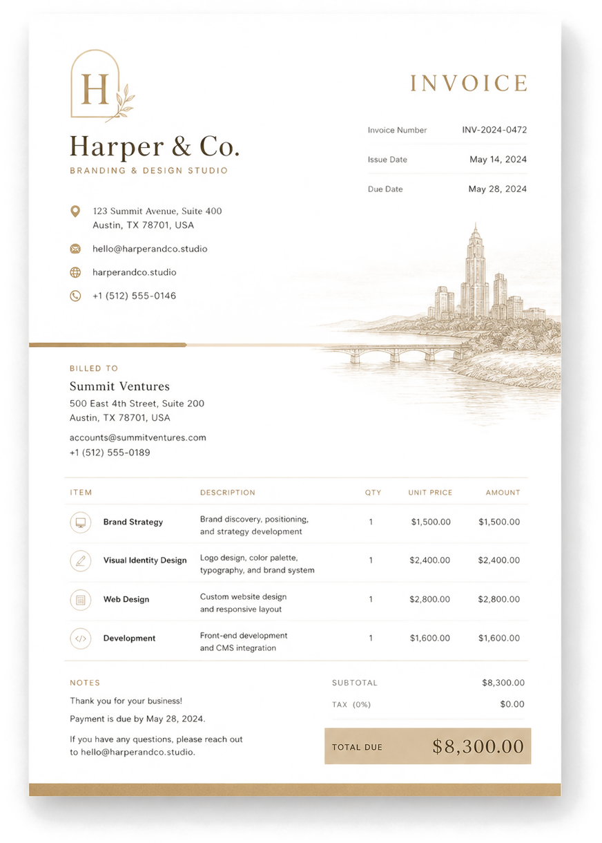 Elegant invoice template preview
